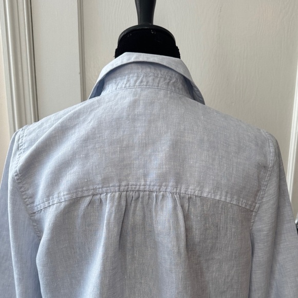 Chico's Two-Tone Linen Blue Button Down Shirt Size 0 (small) - Picture 8 of 15